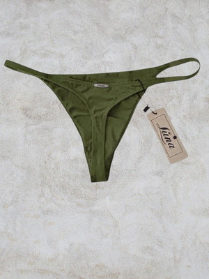 Luna dark olive green string underwear, Large and XLarge