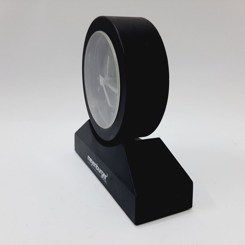 Meyenburger vintage 90s quartz alarm clock used, black plastic