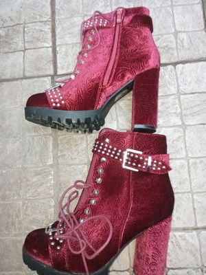 Miltos Velvet Ankle Boots new, burgundy, size 39
