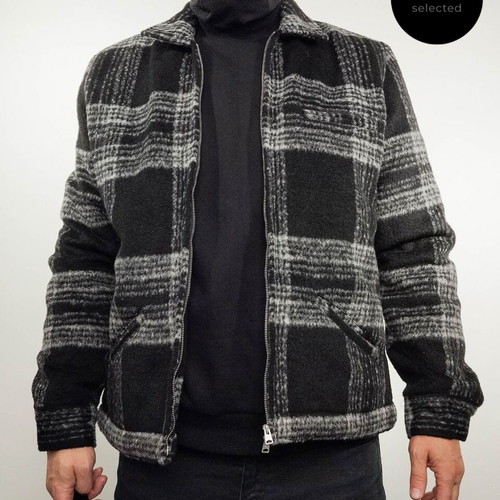 All Saints Phoenix Checked Zip Jacket new, size XL, black