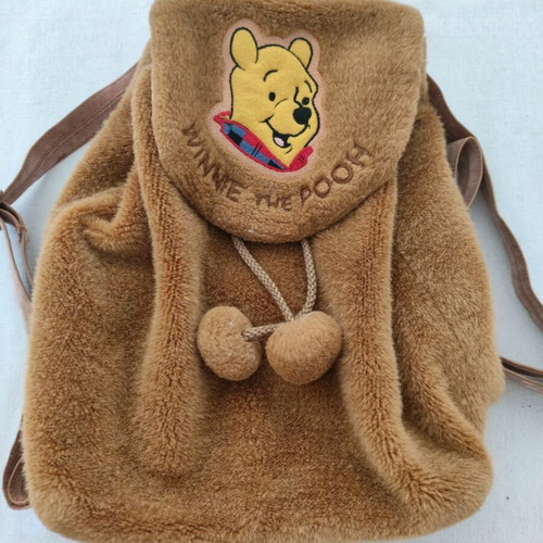 Winnie furry backpack used, brown, Disney, backpack, 30x25cm