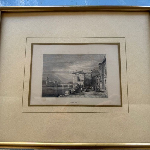 Authentic 1832 E. Finden Verona Engraving Framed