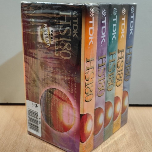 TDK HS 180 Colour United Edition VHS set of five new, sealed