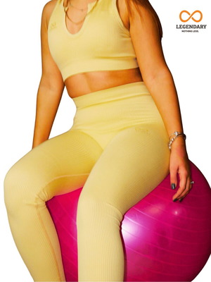 Legendary Premium Yoga Set Bra & Leggings Flexyoga Beige-Yellow