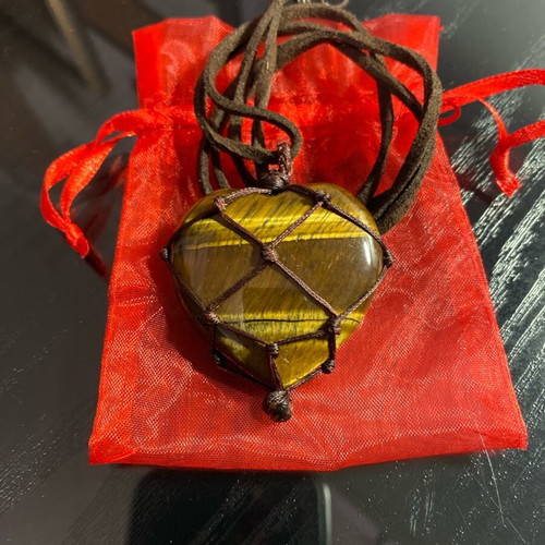Tigers eye heart pendant made of semi-precious stone like new