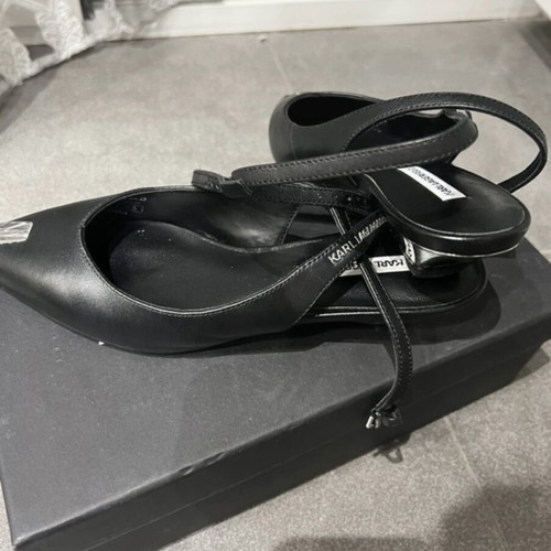Karl Lagerfeld ballerinas like new, leather, black-silver, size 36