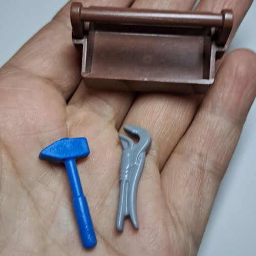 Playmobil brown toolbox with tools