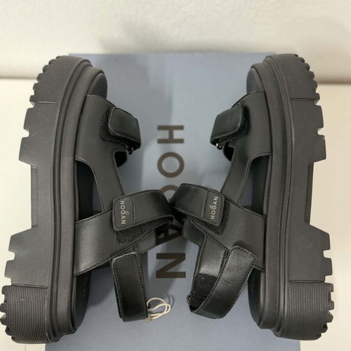 Hogan platform sandals new, black with chunky lug sole
