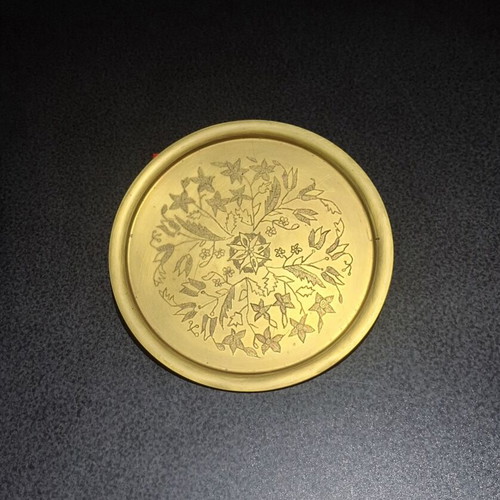 Brass Carved Tray 20cm like new with traditional floral design