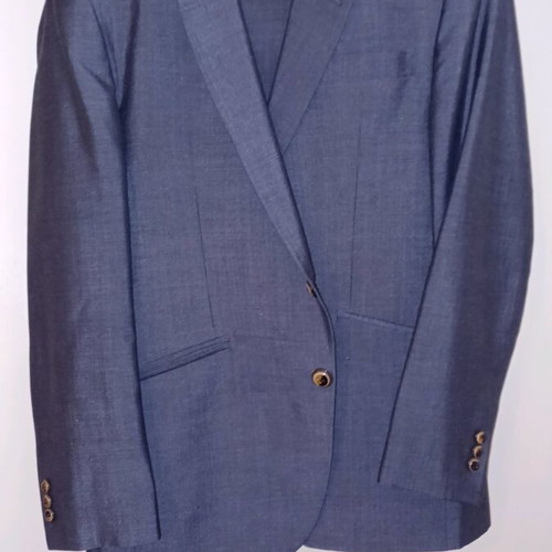 Bespoke Suit 100% English Moher like new, blue-gray