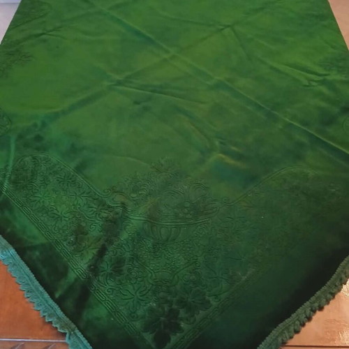 Velvet tablecloth like new in deep green shade