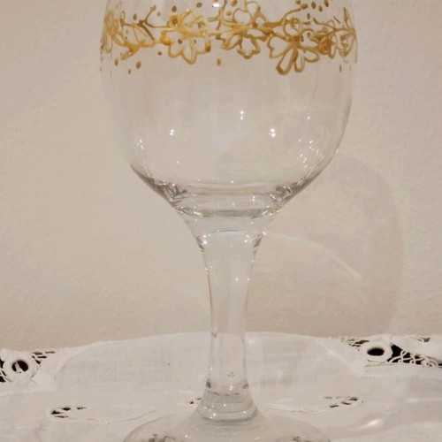 Decorative glass handmade with gold flowers like new