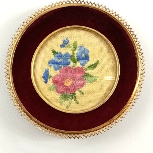 Handmade embroidered frames used, set of 2 with flowers