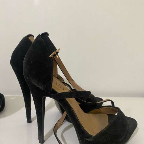 Ajvani Black Faux Suede Platform High Heels Size 37 used