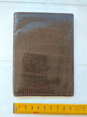 Vintage men's leather wallet brown lizard print, new