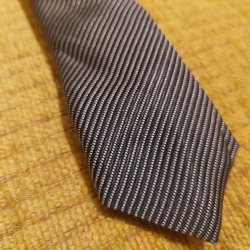 Women's striped tie gray black like new, shiny