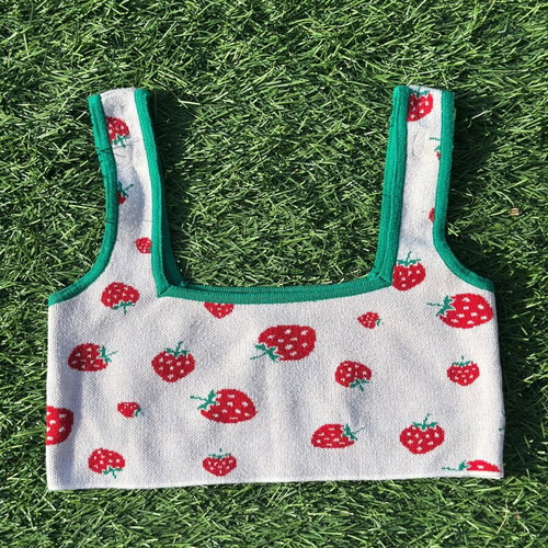 Karavan crop top with strawberry pattern like new, size S