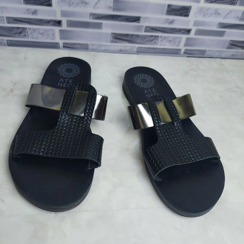 Ateneo leather anatomical sandals like new, black and silver, size 37