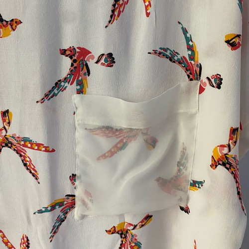 Zara straight dress like new, white with parrots