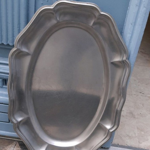 Stainless Steel Serving Trays used, set of two, antique design