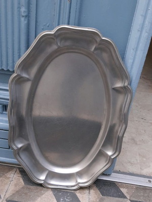 Stainless Steel Serving Trays used, set of two, antique design