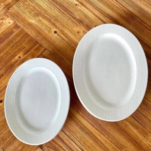 Set of 2 porcelain platters new, white 12 and 16 cm