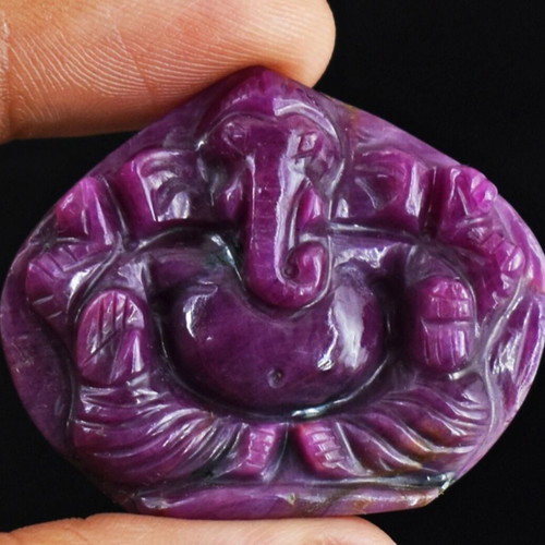 Ruby 100% natural 72.00 cts carved god Ganesha