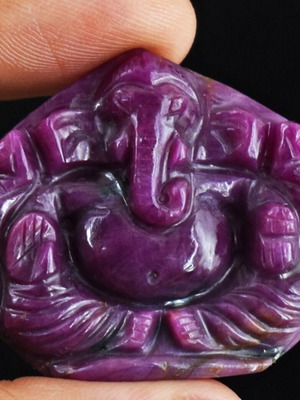 Ruby 100% natural 72.00 cts carved god Ganesha