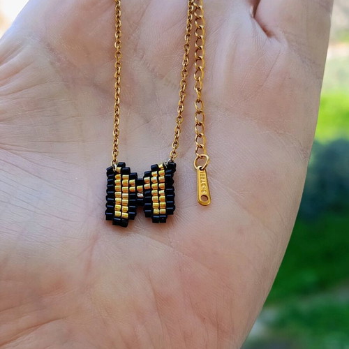 Handmade monogram necklace with Miyuki beads