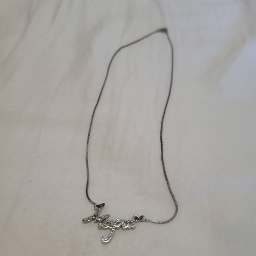 Necklace with the name Maria and colorful rhinestones on the M
