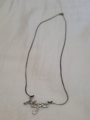 Necklace with the name Maria and colorful rhinestones on the M