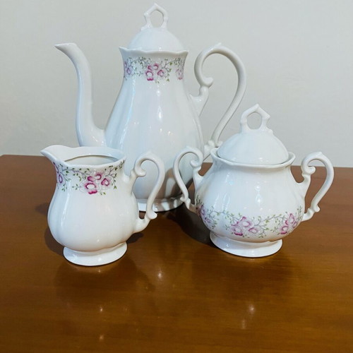 Vintage porcelain teapot, creamer and sugar bowl Bavaria style like new