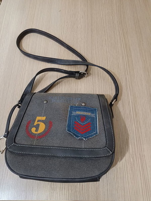 Harvey Miller crossbody bag used, gray and blue