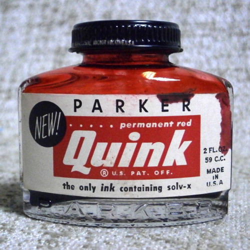 Parker Quink Red Ink 60ml vintage used with box