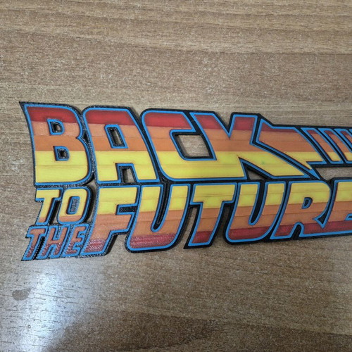 3D Printed Back to the Future Logo like new with multicolor gradient