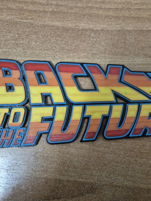 3D Printed Back to the Future Logo like new with multicolor gradient