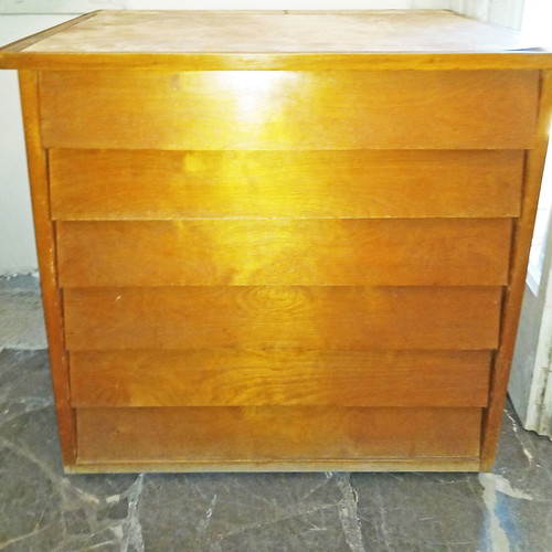 Wooden chest of drawers used, 6 drawers, 1960s vintage