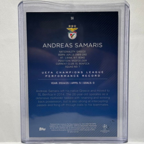2015-16 Topps UCC Andreas Samaris card new /25