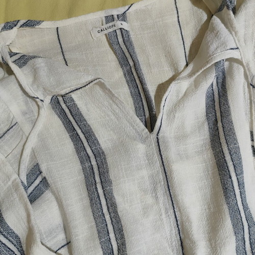 Cotton dress like new, airy, size M, white and blue