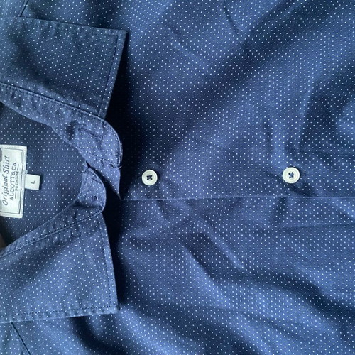 Alcott shirt blue with micro polka dots, like new, size L