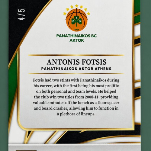 25-26 Euroleague Select Antonis Fotsis basketball card