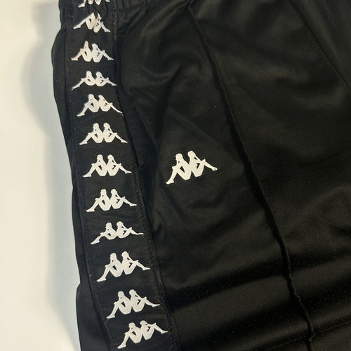 Kappa 222 Banda Astoria track pants men's black white tape loose fit