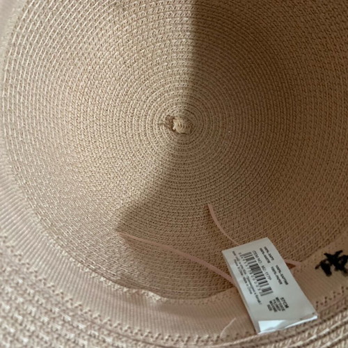 Straw hat new, hand-painted, powder color, size 54