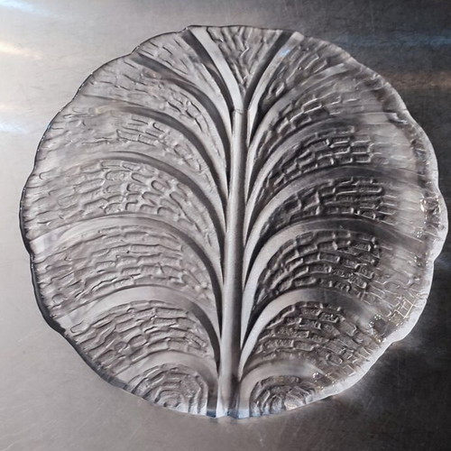Eden Crystal Serving Tray like new, leaf-shaped, 31 cm