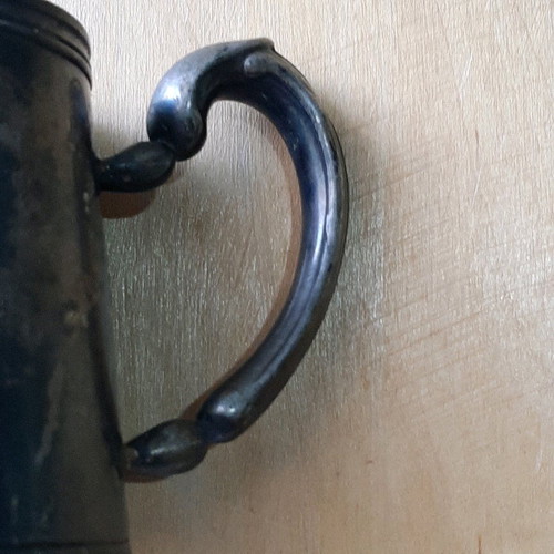 Christofle metal jug used 19th century with heavy patina
