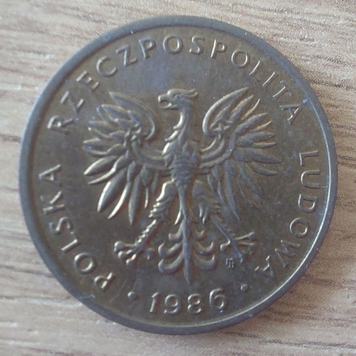 Poland 5 Zlotych 1986 Coin used, brass