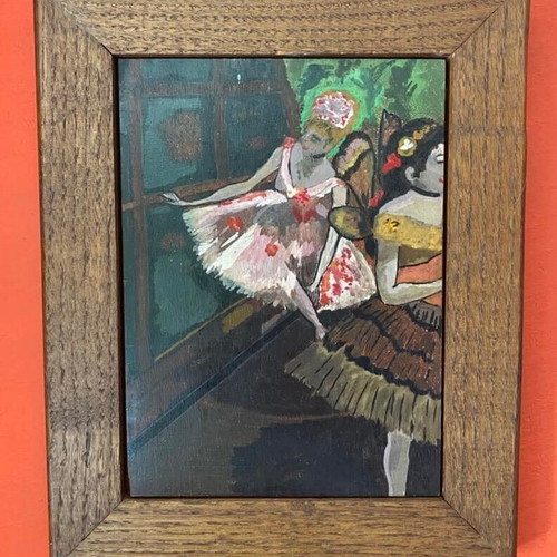 Painting Dancers Degas like new, iroko wood