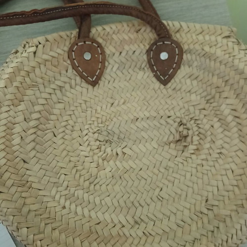 Handmade straw bag like new, beige, approx. 40×30 cm