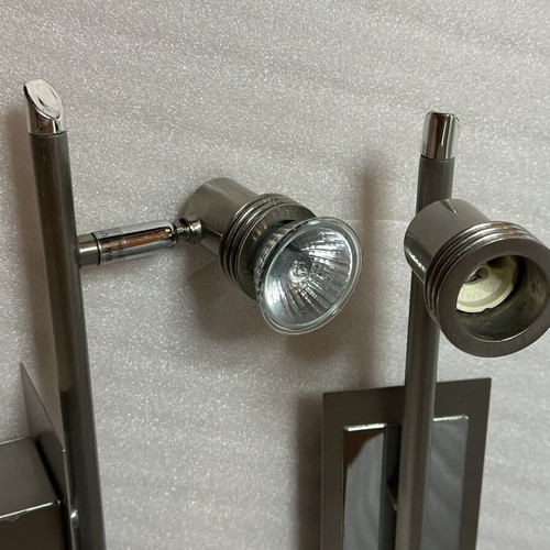 Stainless Steel Double Spot Wall Ceiling Lights Pair like new, 45 cm
