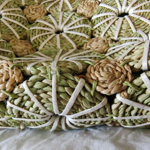 Straw shoulder bag new, white and green